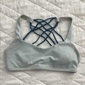 Lululemon Free to be Wild Sports Bra Size 6 Light blue with dark blue straps